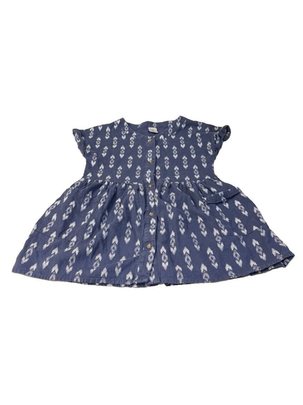Peyton & Parker Little Girl 5T Girls Dress Indigo Linen/Rayon Button Front